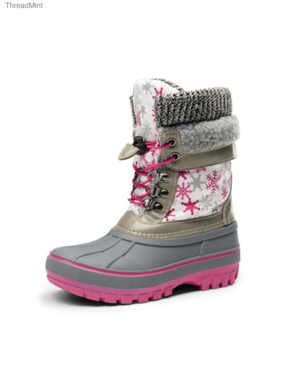 Kids Waterproof Snow Boots Winter Duck Boots Faux Fur Lining Anti-Slip